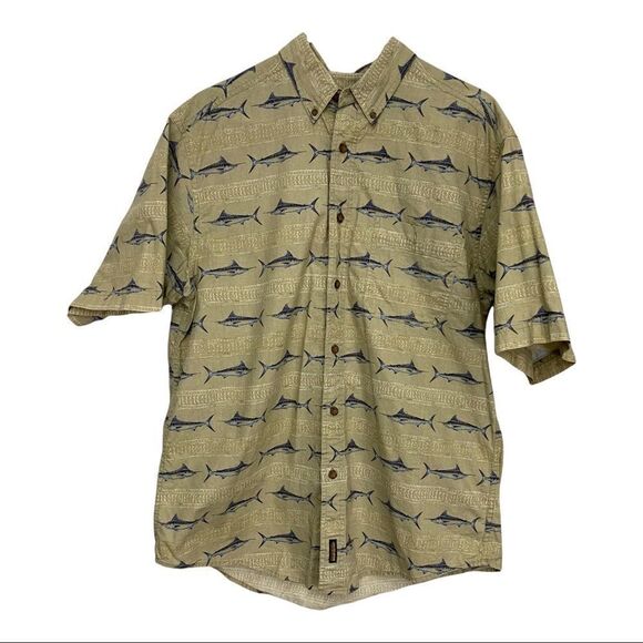 Woolrich Swordfish Khaki Short Sleeve Casual Button down - Picture 1 of 5